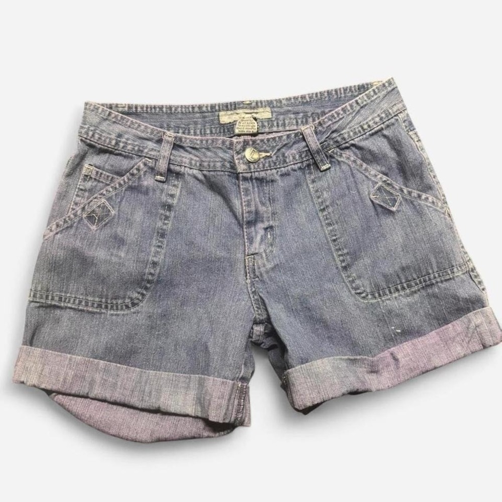 FD Jean denim shorts low rise cuffed utility pocket Y2K women's size 6 blue